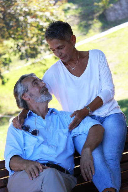 istock Senior couple on date in public park 2178978272