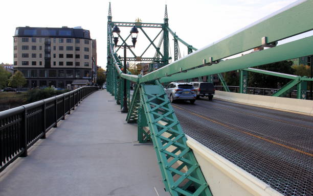 Pedestrian path and roadway of the Northampton Street Bridge, Easton, PA, USA stock photo