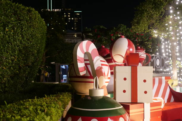 istock Christmas outdoor decorations and security guard 2179063140
