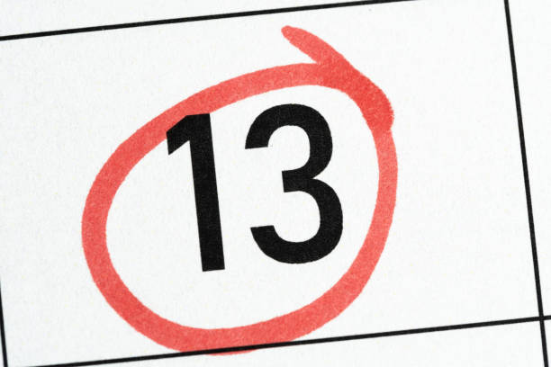 Thirteenth number in calendar is circled with red marker.