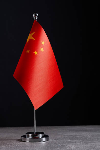 istock Tabletop flag Peoples Republic China on dark background. 2179080527