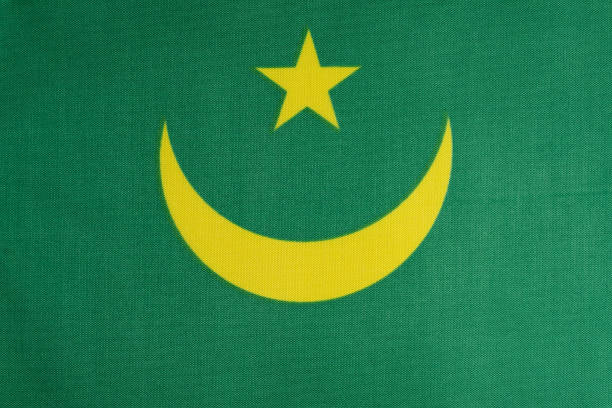 Background flag Islamic Republic Mauritania in closeup