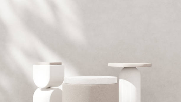 istock Minimalistic, simple, and light background for product presentation. Streaming sunlight casts soft shadows from a window onto a white-gray wall and floor, creating a clean and elegant atmosphere. 2179082667
