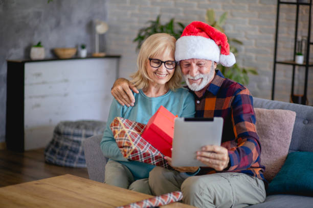 istock Christmas video chatting with family 2179106274