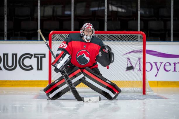 istock Ice Hockey Goalie in Action 2179109237