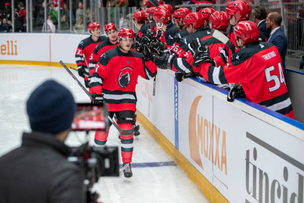 istock Ice Hockey Player Celebrating a Successful Play with Teammates 2179109284