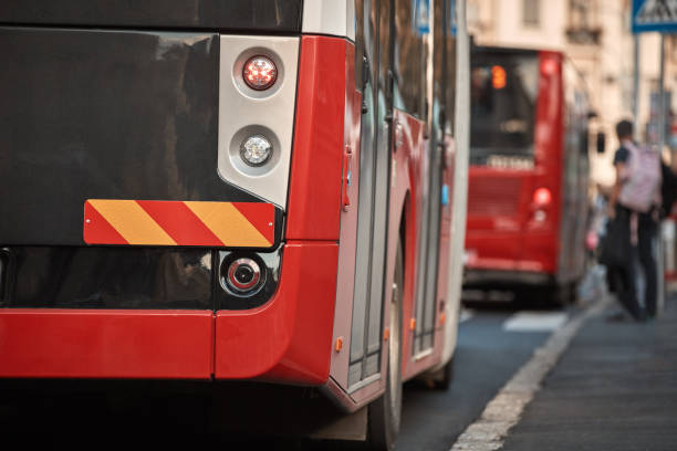 istock Red bus for public transportation parked on a station. 2179114494