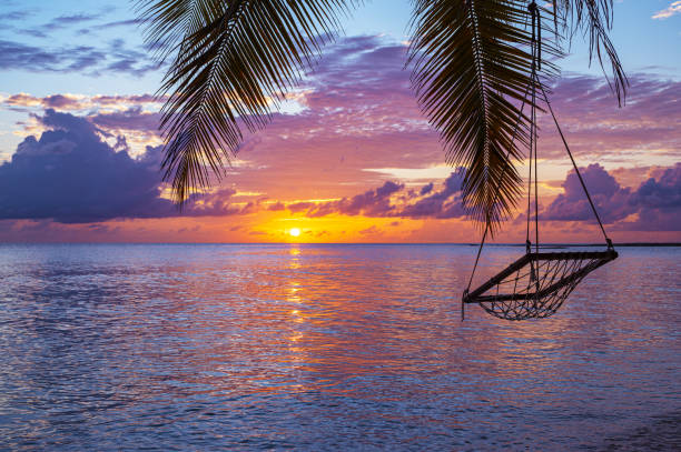 istock Tropical paradise beach with dramatic sky and colorfull clouds during the sunset 2179119249