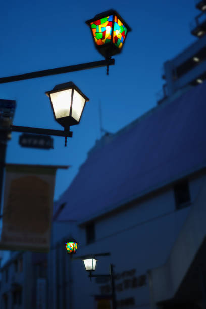 Retro street lamp at dusk