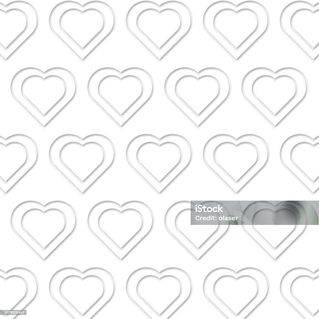 Heart Double Pattern Background Double 3d Hearts With Shadow Pattern Stock Illustration - Download ...