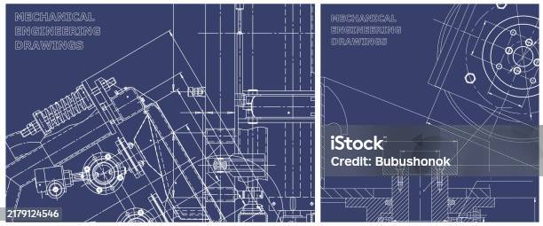 Engine Line Abstract Blueprint Illustration Set Engine Line Drawing Stock Illustration ...