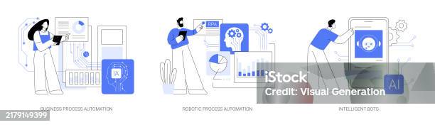 Business Process Automation Isolated Cartoon Vector Illustrations Se ...