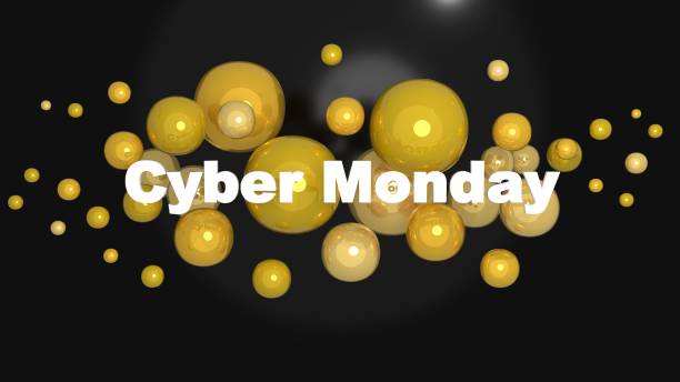 istock Cyber Monday Word Multiple Gold Bubbles Black Background Banner 2179154676
