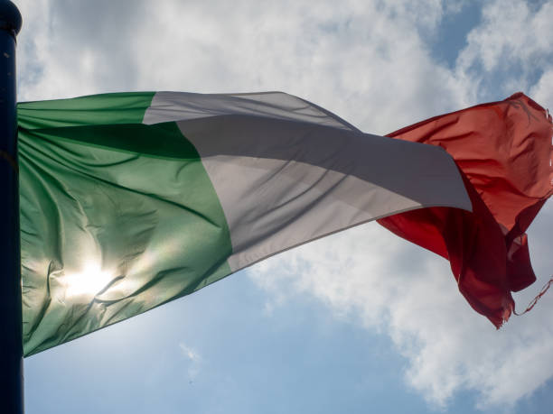 istock Italian flag waving in the sun 2179157232