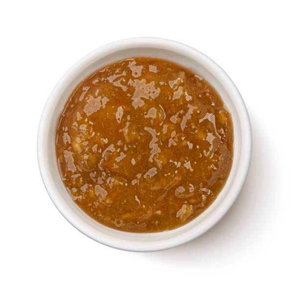 istock Apricot jam isolated on white background, top view 2179158002