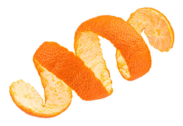 istock Twisted orange peel isolated on white background, full depth of field 2179158004