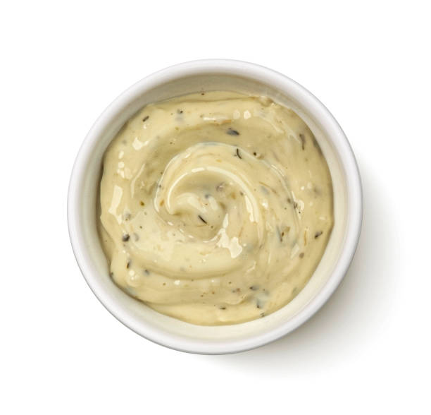 istock Garlic dip isolated on white background, top view 2179158016