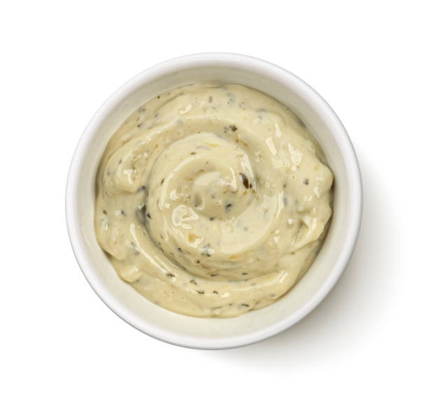 istock Garlic dip isolated on white background, top view 2179158020