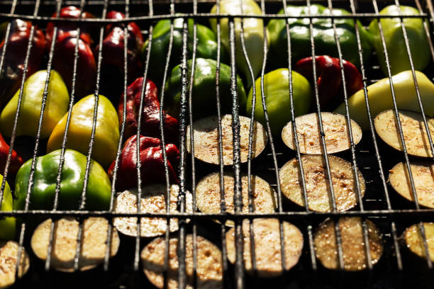 Bell Peppers and Eggplant on Grill