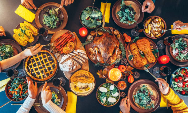 istock Above view of beautiful table for Thanksgiving 2179162881
