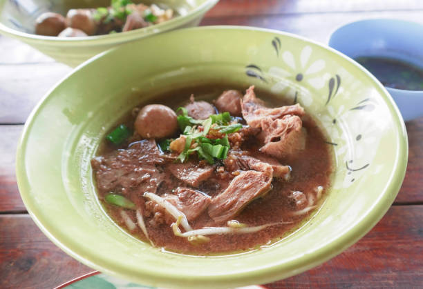 istock fresh Thai tender beef noodles on table 2179164001
