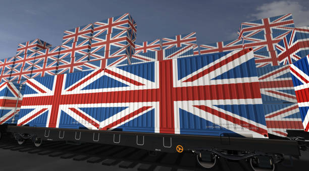istock UK Great Britain export containers on cargo train wagons illustration 2179169260