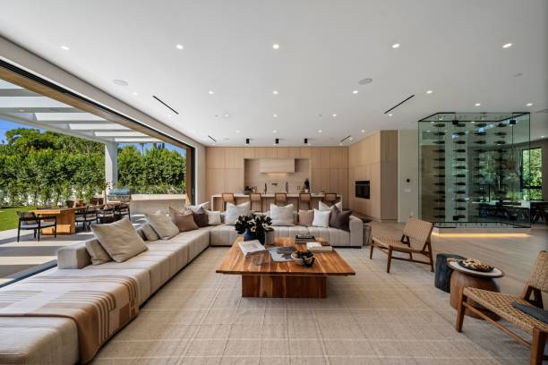 istock Luxurious modern living room open to patio. 2179170295