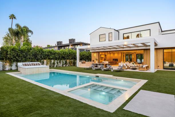 istock Modern luxury home with pool and patio. 2179170332