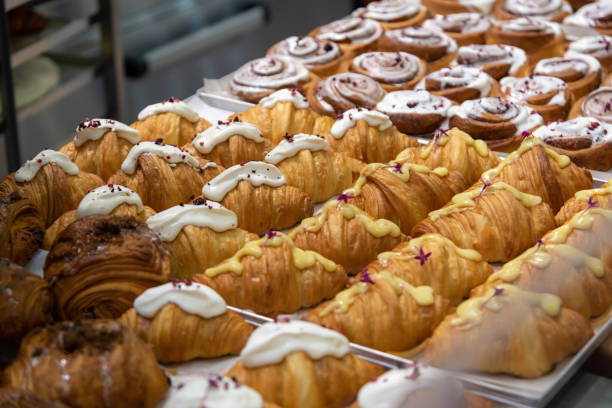 istock Fresh baked puff pastry items background 2179170333
