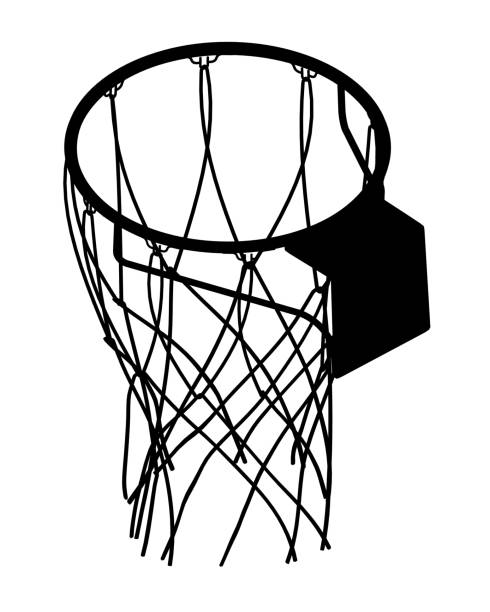 istock Basketball hoop and net vector silhouette isolated on white background. Equipment for basket ball court. Play sport game. 2179170585