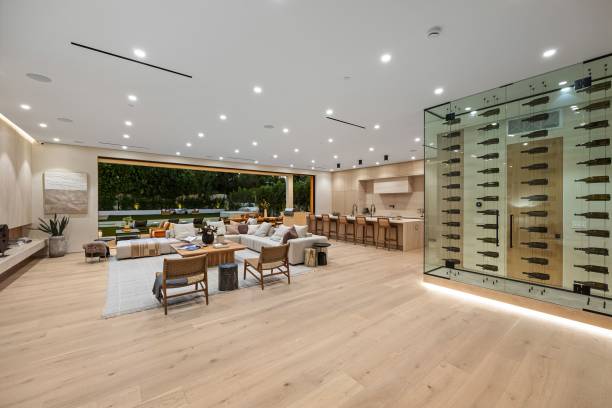 istock Luxurious modern living room with open kitchen. 2179171109