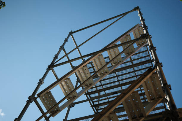 istock Blue sky and scaffolding stairs 2179179897