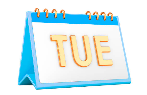 Tuesday Calendar Day, Week Calendar. TUE Page, 3D rendering isolated on white background