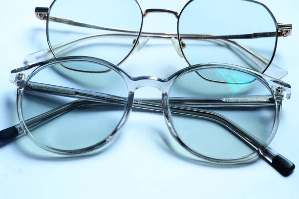 vintage glasses top view isolated on white background