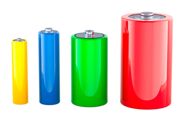 istock Set of Batteries, different types and sizes. 3D rendering 2179197575