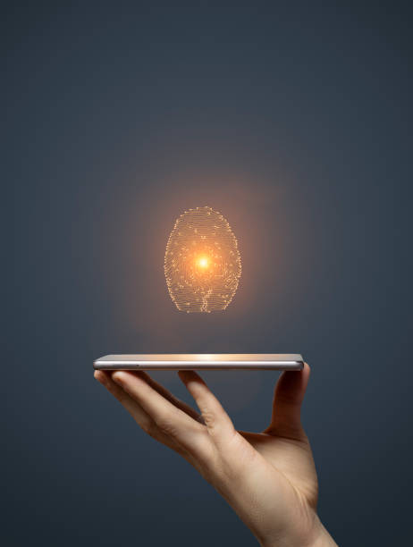 istock Digital security concept with person identity fingerprint on smartphone 2179207920