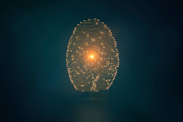 Blue fingerprint design element 3D render