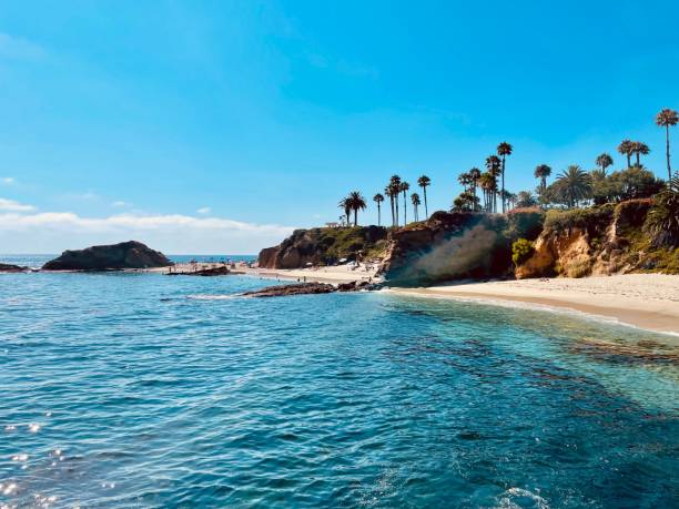 istock Laguna Beach scenic view with clear blue water and palm trees. 2179215154