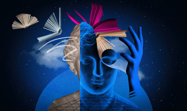 istock Abstract human antique statue and books. Creative idea symbol, art design or collage. Mental Health, thinking, psychology, education concept 2179219351