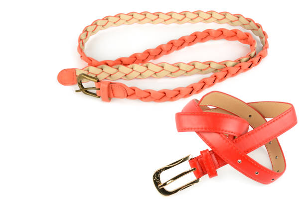 istock Leather women's belts isolated on white. Free space for text. Collage. 2179220615