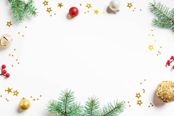 istock Christmas Background with green Christmas tree and golden decor 2179221176