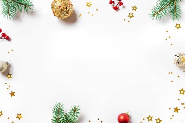 istock Christmas Background with pine branches and ornaments 2179221238
