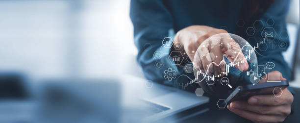 istock Digital marketing, Global business, e-commerce concept, Businessman using digital tablet with online marketing strategy and solution analysis, social media, content  marketing plan and advertisement 2179222002