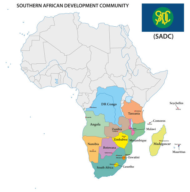 illustrations, cliparts, dessins animés et icônes de carte des états membres de la communauté de développement de l’afrique australe - lesotho