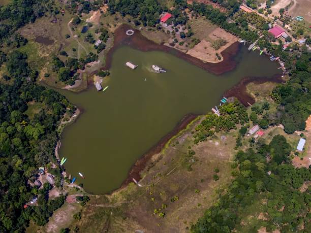 istock Aerial view of a tranquil lake and greenery. 2179227308