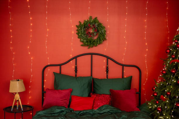 istock Festive Bedroom Decor with Christmas Tree and Wreath 2179234673