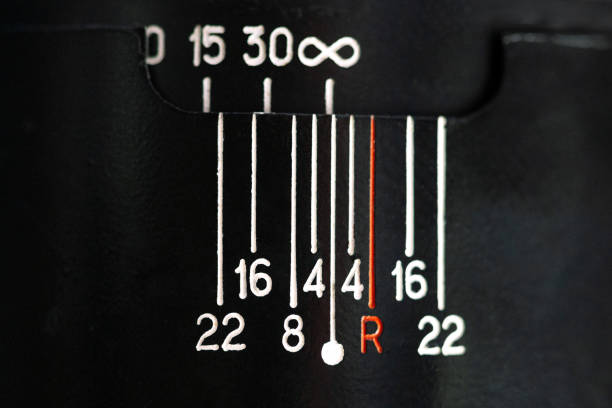 Macro view of part of metronome. We can only see part of the scale of speed. Vintage and useful nowadays music gear. Learning music old-fashioned way.