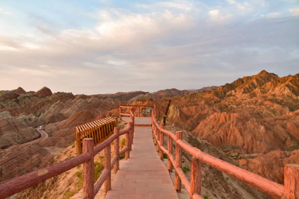 istock Walkway Through the Rainbow Mountains in Zhangye, China 2179264953