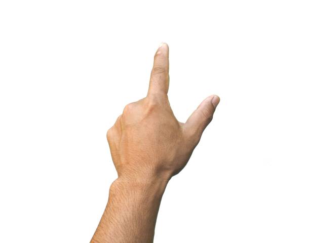 istock Men's hands making gestures like  I'm pointing at something.  or touch the phone screen  Isolated on white background. 2179267277