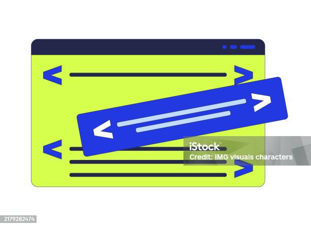 Computer Window Code Development 2d Cartoon Object Stock Illustration ...